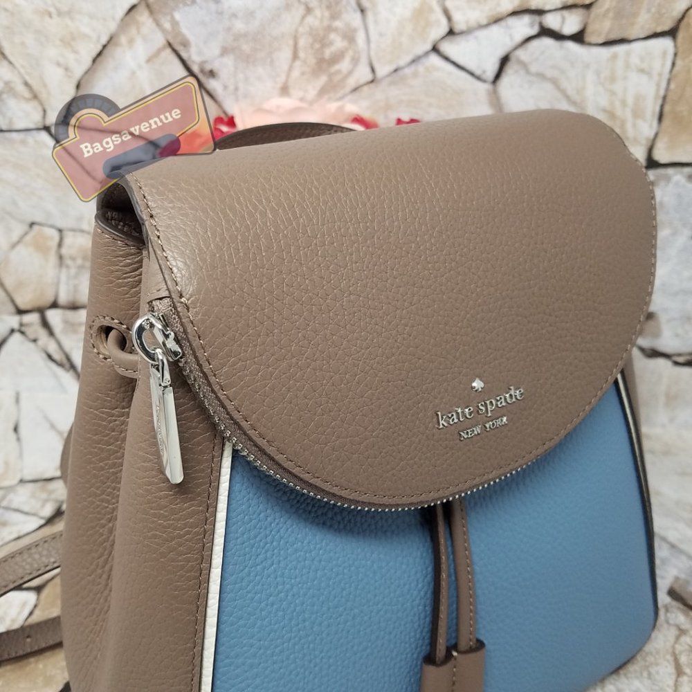 Leila Backpack Colorblock Baltic Sea Kate Spade Blue And Tan - Picture 6 of 11